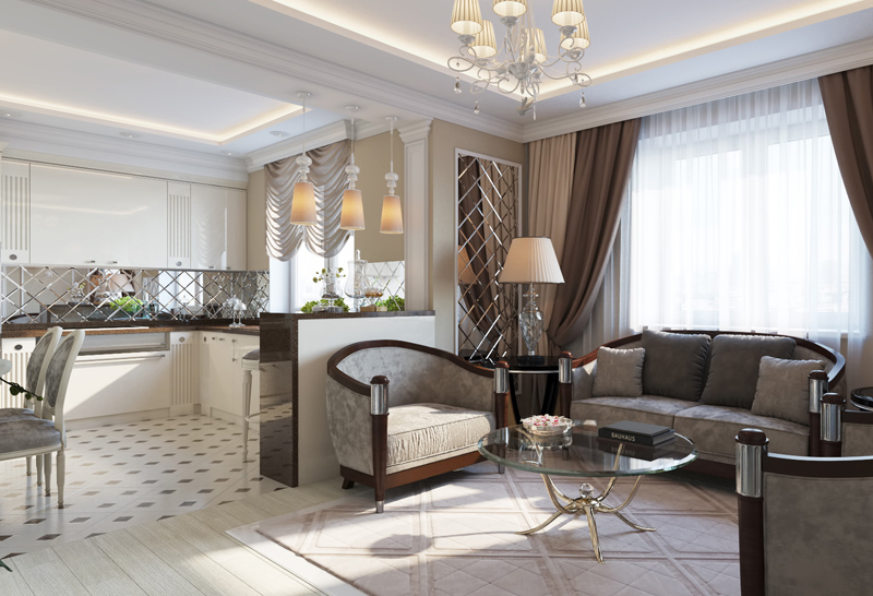Дизайн интерьера квартиры в стиле неокалассика г. Москва ЖК Парк Мира 